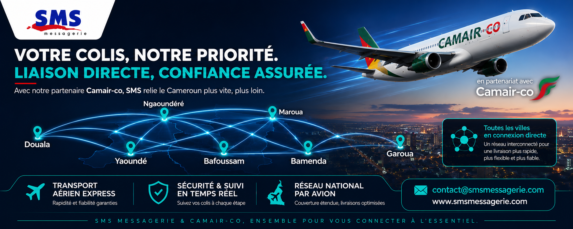 Livraison aérienne express SMS — Expédition rapide par cargo aérien CAMAIR-CO